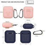 Wholesale 5 in 1 Accessories Kits Silicone Cover with Ear Hook Grips / Staps / Clip / Skin / Tips for Airpods 2 / 1 Charging Case (Navy Blue)
